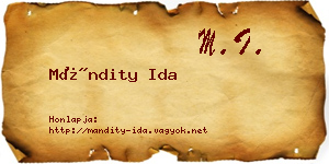 Mándity Ida névjegykártya